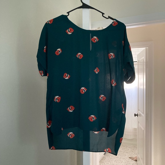 Everly Tops - Dark Green Fox Patterned Top